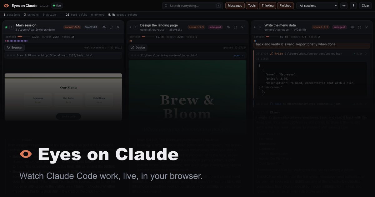Eyes on Claude · Watch Claude Code work, live, in your browser